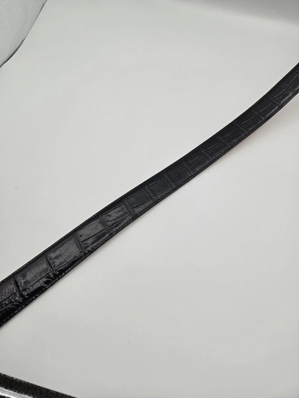 Brighton ONYX Black Croc Embossed Leather Belt Mens Size 34 USA 19403